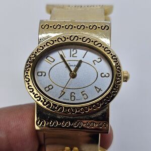 Women's Cuff Bracelet Watch‎ 30MM Faith Hope Love Cross 5.75" New Battery